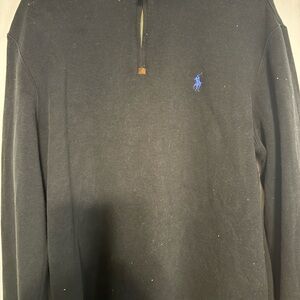 Ralph Lauren Black Zip-Up Sweater with Blue Logo